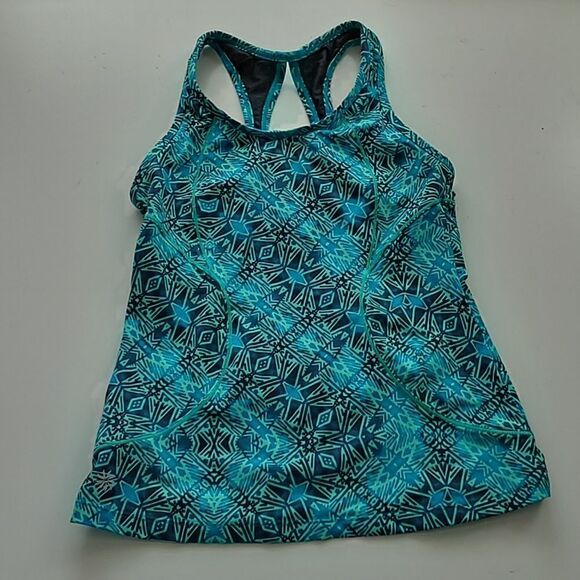 ATHLETA RACERBACK ZIP POCKET SWIM TANK TANKINI TOP SMALL MEDIUM S M - Picture 1 of 7